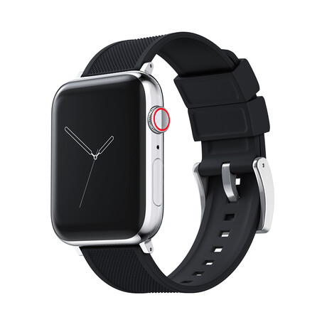 Elite Silicone Watch Band // Apple Watch Compatible // Black (Small Stainless Steel (38/40/41mm))