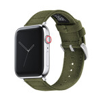 Canvas Watch Band // Apple Watch Compatible // Army Green (Small Stainless Steel (38/40/41mm))