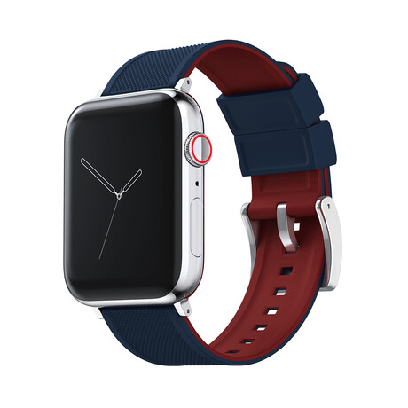 Elite Silicone Watch Band // Apple Watch Compatible // Navy Blue + Crimson Red (Small Stainless Steel (38/40/41mm))