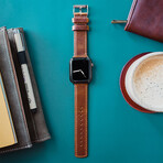 Leather Watch Band // Apple Watch Compatible // Weathered Brown (Small Black PVD (38/40/41mm))