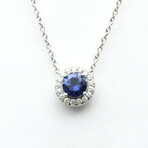 Tiffany & Co. // Platinum Diamond + Soleste Blue Sapphire Necklace // 19" // Pre-Owned