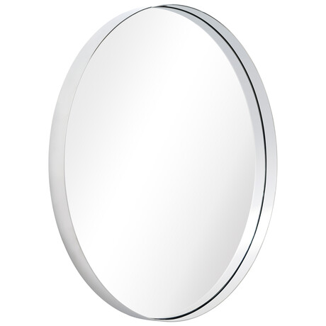 Ultra Silver Polished Stainless Steel Round Wall Mirror