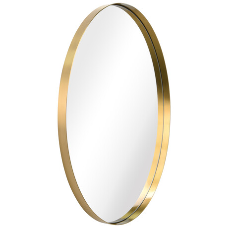 Ultra Gold Brushed Stainless Steel Oval Wall Mirror