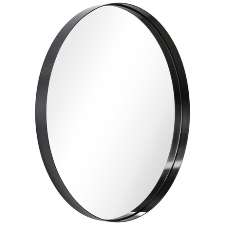 Ultra Black Brushed Stainless Steel Round Wall Mirror