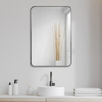 Ultra Silver Polished Stainless Steel Rectangular Wall Mirror (18"L x 2"W x 48"H)