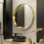 Ultra Gold Brushed Stainless Steel Round Wall Mirror