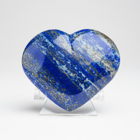 Genuine Polished Lapis Lazuli Heart With Acrylic Stand // 464g