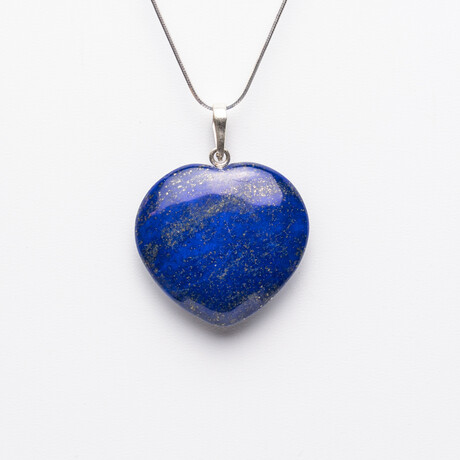 Lapis Lazuli Heart Pendant With 18" Sterling Silver Chain // 11-13g