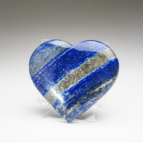 Genuine Polished Lapis Lazuli Heart With Acrylic Stand // 330g
