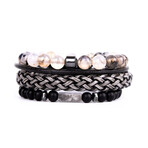 Agate + Marble + Onyx Mesh Bracelet Set // Set of 3