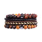 Turtle + Agate + Straw Knitting Bracelet Set // Set of 3