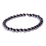 Hematite + Leather + Turtle Eye Natural Stone Bracelet Set // Set of 3