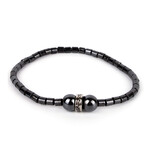 Natural Stone + Leather + Hematite Bracelet Set // Set of 3