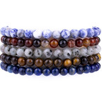 Sodalite + Red Agate + Ceyd + Tiger Eye + Lapis Lazuli Bracelet Set // 6mm // Set of 5