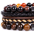 Turtle + Agate + Straw Knitting Bracelet Set // Set of 3