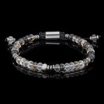 Glass Stone + Hematite Adjustable Bracelet // 8"