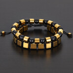 Gold Plated Hematite + Onyx Beaded Bracelets // Set of 2 // 8"