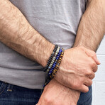 Lapis Lazuli Stone + Hematite Adjustable Bracelet // 8"