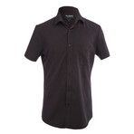 Phenom Classic Short Sleeve Dress Shirt Slim Cut // Black (Small 15" Neck)