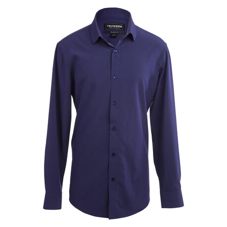 Phenom Professional Long Sleeve Dress Shirt Slim Cut // Navy Blue (Small 14.5" Neck |  32-33" Sleeve Length)