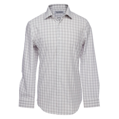 Phenom Professional Tartan Long Sleeve Men's Dress Shirt Slim Cut // Light Gray Tartan (Small 15" Neck |  32-33" Sleeve Length)