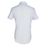 Phenom Classic Tartan Short Sleeve Men's Dress Shirt // Light Blue Tartan (Small 15" Neck)