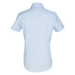 Phenom Classic Striped Short Sleeve Dress Shirt Slim Cut // Light Blue Striped (Small 15" Neck)