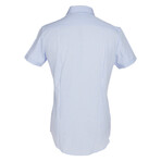 Phenom Classic Gingham Short Sleeve Men's Dress Shirt Slim Cut // Light Blue Gingham (Small 15" Neck)