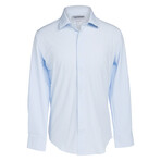 Phenom Professional Striped Long Sleeve Men's Dress Shirt Slim Cut // Light Blue Striped (Small 15" Neck |  32-33" Sleeve Length)