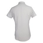 Phenom Classic Tartan Short Sleeve Men's Dress Shirt Slim Cut // Gray Tartan (Small 15" Neck)