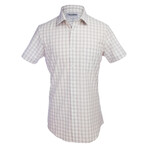 Phenom Classic Tartan Short Sleeve Men's Dress Shirt Slim Cut // Gray Tartan (Small 15" Neck)