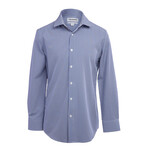 Phenom Professional Plaid Long Sleeve Dress Shirt Slim Cut // Navy Blue Plaid (Small 15" Neck |  32-33" Sleeve Length)