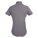 Phenom Classic Plaid Short Sleeve Men's Dress Shirt Slim Cut // Black Plaid (Small 15" Neck)