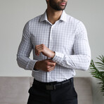 Phenom Professional Tartan Long Sleeve Men's Dress Shirt Standard Cut // Light Gray Tartan (Small 15" Neck |  32-33" Sleeve Length)