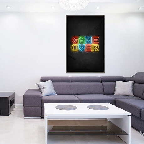 Game Over Neon by Durro Art (26"H x 18"W x 0.75"D)