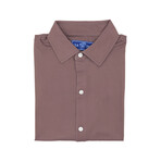 Pique Stretch Short Sleeve Button Up Shirt // Taupe (Small)