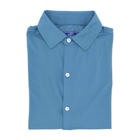 Silky Soft Short Sleeve Button Up Shirt // Bluestone (Small)