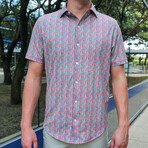 Pique Stretch Short Sleeve Button Up Shirt // Groovy (Small)