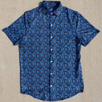Silky Soft Short Sleeve Button Up Shirt // Blue Moon (Small)