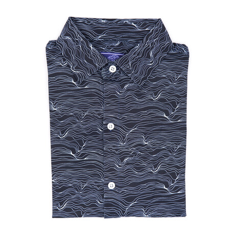 Pique Stretch Short Sleeve Button Up Shirt // Underwater (Small)