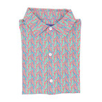 Pique Stretch Short Sleeve Button Up Shirt // Groovy (Small)