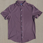 Pique Stretch Short Sleeve Button Up Shirt // Taupe (Small)