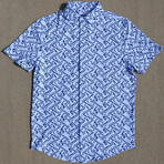 Pique Stretch Short Sleeve Button Up Shirt // Echo (Small)