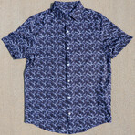 Pique Stretch Short Sleeve Button Up Shirt // Reef (Small)