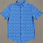 Pique Stretch Short Sleeve Button Up Shirt // Forever (Small)