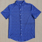 Pique Stretch Short Sleeve Button Up Shirt // Too Sick (Small)