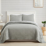 Grid Oversized Quilt Set // Gray (King / California King)