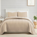 Chervron Oversized Quilt Set // Sand (King / California King)