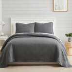 Grid Oversized Quilt Set // Muted Slate (King / California King)