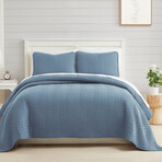 Chervron Oversized Quilt Set // Blue (King / California King)